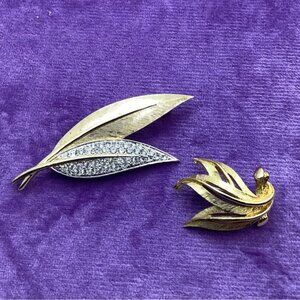 Vintage D’Orlan Gold and Silver Leaf Brooches Canadian made